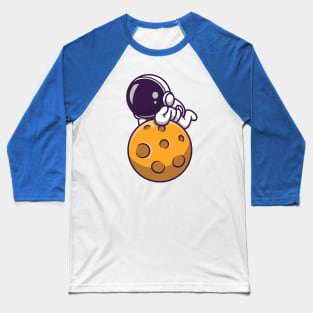 Cute Astronaut Lay On Moon Baseball T-Shirt
